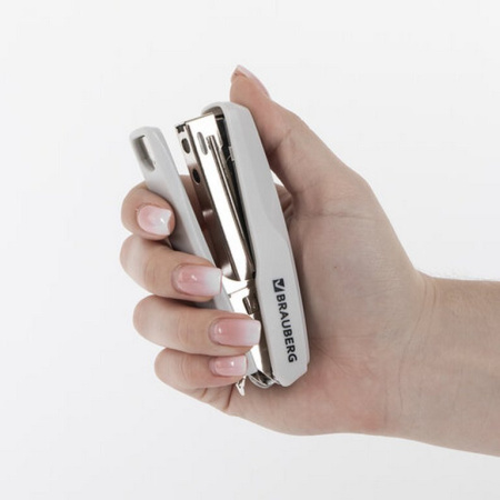 Степлер № 10 до 20л BRAUBERG "Extra" серый, с антистеплером