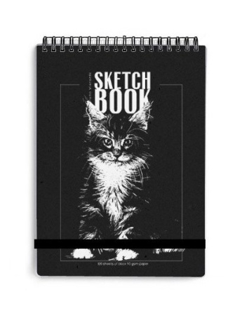 Скетчбук 100*130 мм, 120л. гребень "SKETCHBOOK" ЧЕРНЫЙ 110 гр. (4 ВИДА)