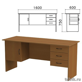 Стол письменный 2 тумбы "Канц"  (1600*600*750мм), цвет орех