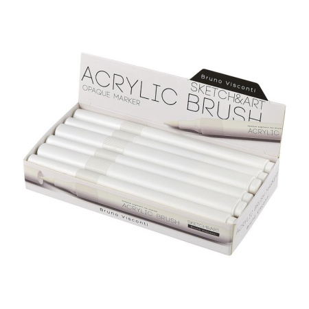 Маркер акриловый кисть Bruno Visconti  "SKETCH&ART" белый