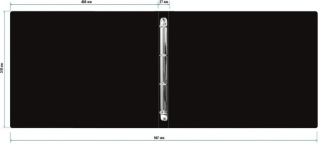 Папка на 4-х кольцах А3 27 мм пластик 0,8 мм. чёрная, горизонтальная Бюрократ