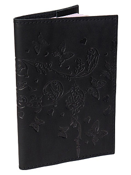 Обложка для паспорта MILAND "Вдохновение" нат. кожа, черная