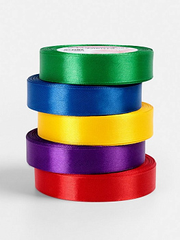 Лента атласная  набор 2,0см*23м  "Яркость" 5шт/уп