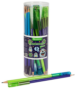 Карандаш ч/г HB Schoolformat "Монстрики" с колпачком + точилка
