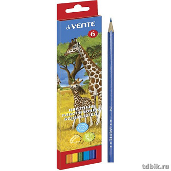 Набор карандашей   6 цв.  пласт. корпус deVENTE " Животный мир"