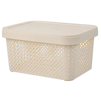 Корзина для хранения пластик. 5л. с крышкой 26*19*14 см цв. молочный туман