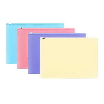 Папка на молнии А4 пластик Erich Krause, Diagonal Pastel, ассорти