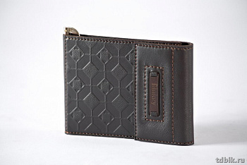 Зажим для денег 80*112мм "Макей" нат. кожа, цвет коричневый (многофункциональный)