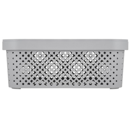 Корзина для хранения пластик. 10л. с крышкой 36*27*13 см цв. серый шторм