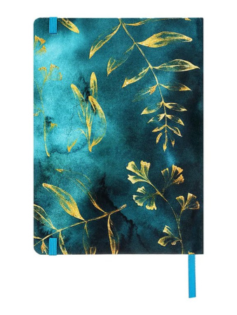 Блокнот А5  96л., 148*210 мм, обложка на резинке "Gold floral pattern" печатный блок 70г/м2,