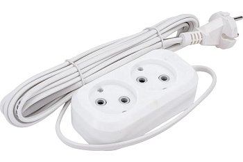 Удлинитель сетевой, 2 розетки без заземл, 6А, дл. 5 м, белый  UNIVersal У6-011