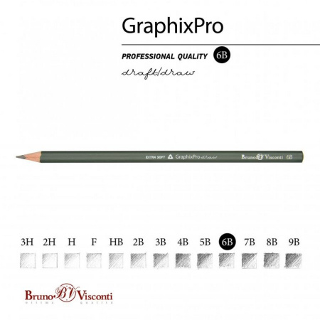 Карандаш ч/г  6В трехгранный Bruno Visconti "GraphixPro"