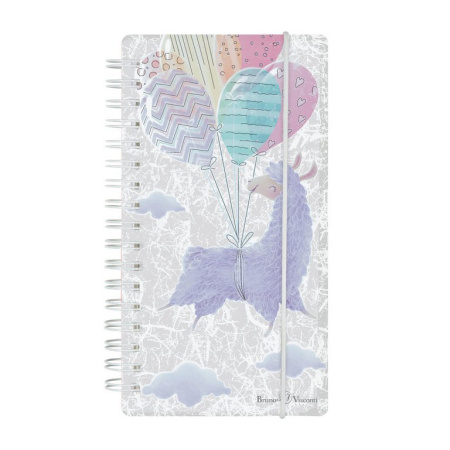 Блокнот А6  80л., 90*160 мм, на гребне с резинкой "CUTE JOURNAL.ЛАВАНДОВЫЕ ЛАМЫ" (3 вида)
