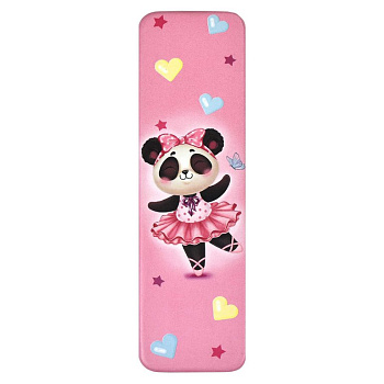 Пенал  для девочки "Панда балерина" 20*5,6*1,5 см, металл