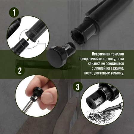 Карандаш строительный механический "ТУНДРА" (+ набор грифелей 6шт цв. ассорти)