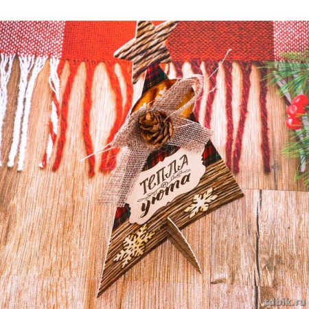 Сувенир новогодний "Ёлочка. Тепла и уюта" 13*20 см, (картон/пластик)