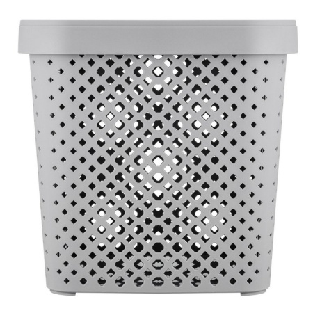 Корзина для хранения пластик. 20л. с крышкой 31*31*30 см цв. серый шторм