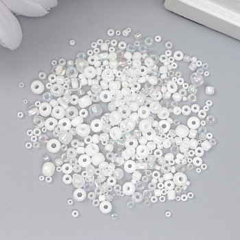 Бисер круглый d=1,5-4 мм, "Ассорти белое" набор 10гр