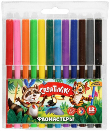 Набор фломастеров 12 цв. Creativiki, смываемые, вентилир.колпачек