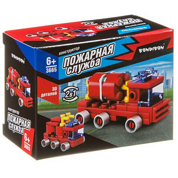 Конструктор пластиковый  30 дет. "Пожарная Служба, Грузовик-цистерна" Bondibon