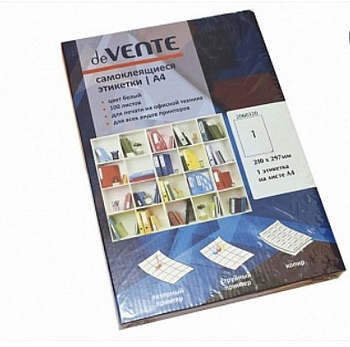 Бумага самоклеящаяся deVENTE 210*297, цвет белый, для лаз. и струй. принтеров, копиров