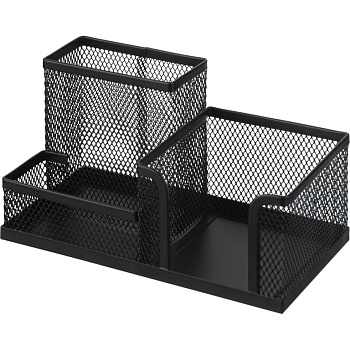 Подставка наст д/канц. принадлеж. металл, Attache 185x93x102 мм метал. 3 отд чёрная