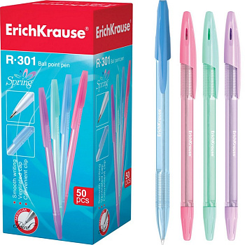 Ручка шариковая ErichKrause R-301 Spring Stick 0,7мм,синяя (стерж.140мм, линия 0,35мм)