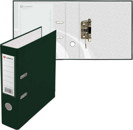 Папка-регистратор А4 80мм Lamark пл. карман на торце, метал. окантовка, зеленая
