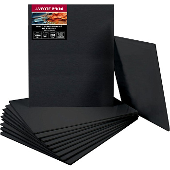 Холст грунтованный на картоне 30*40 см мелкое зерно (100% хлопок, 280 г/м) deVENTE черный
