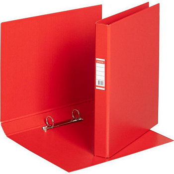 Папка на 2-х кольцах А4 35 мм Attache Selection карман на торце, картон в пленке ПВХ красная