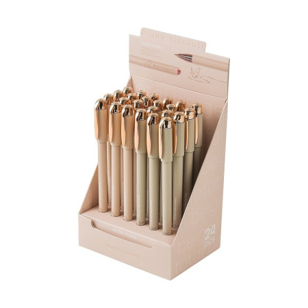 Ручка шариковая BV "Total Beige" 0,38мм синяя (стерж.138мм, линия 0,36мм) игольч.