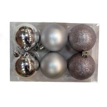 Набор шаров  цвет серебро  60 мм 6 шт (ассорти)