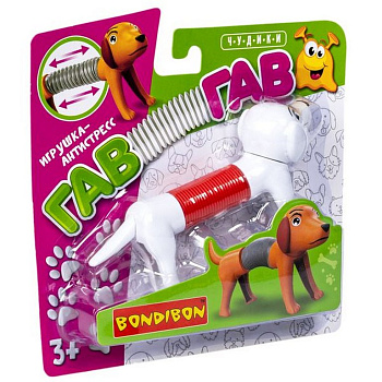 Игрушка антистресс "Собачка трубочка" белый/красная