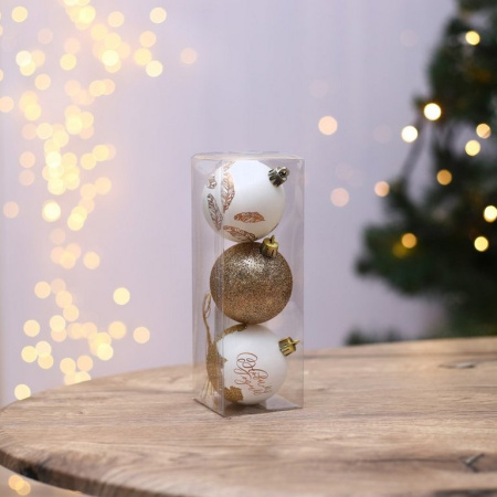 Набор шаров с рисунком  3 шт 60 мм "С Новым годом!"