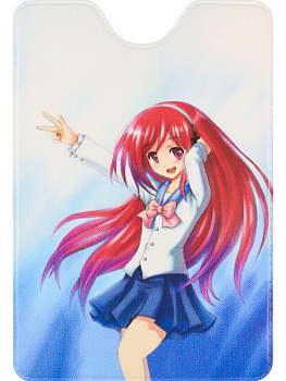 Обложка для проездного билета "Школьница" из ПВХ 7*9,5 см