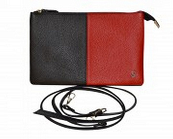 Сумка женская-клатч  D.Morelli , нат. кожа "Duo" черно-красная