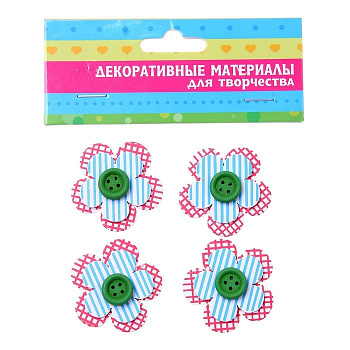 Декор деревянный "Цветы" d=4см (4шт/уп) ART UZOR