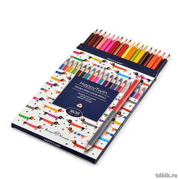 Набор карандашей   двусторонних 18 шт-36 цв. трехгранные BrunoVisconti "TWINCOLOR HAPPY"