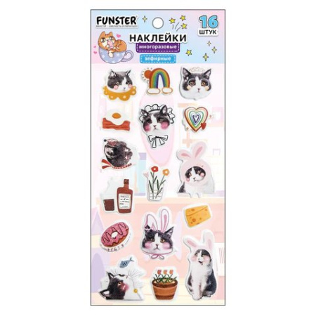 Наклейки  9,5*18 см FUNSTER "Котики" зефирные