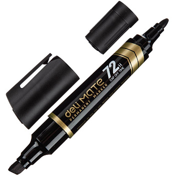 Маркер перманентный   двусторонний 1,5-6мм Deli Mate черный