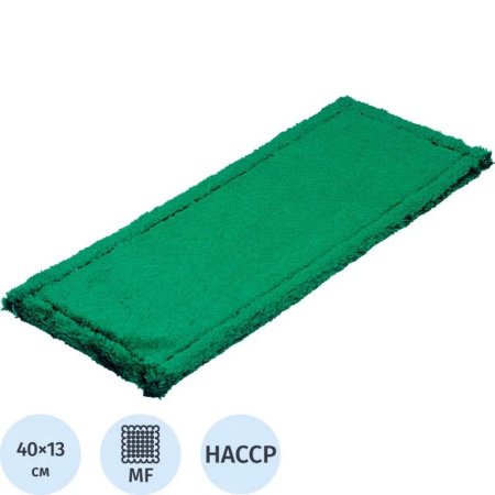 Моп для швабры (микрофибра) 40*13 см, уши/карманы цв. зелёный