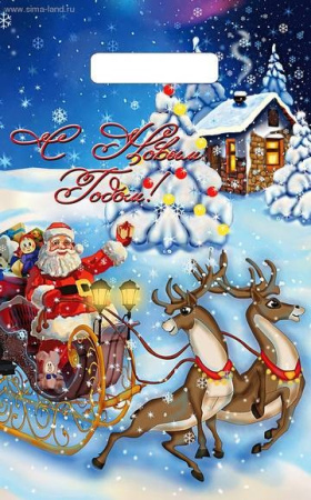 Пакет пробивной НГ 20*30 см (30 мкм) "Оленята"/"Веселые снеговички" ПВД 100шт/уп