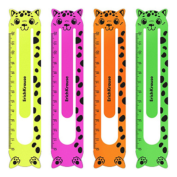 Закладка пластиковая 4 шт/уп "Matt Neon" ErichKrause фигурные