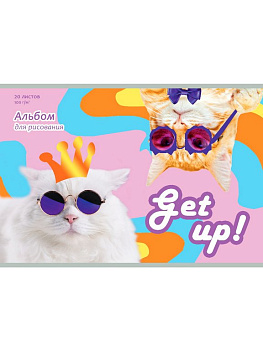 Альбом для рисования А4 20л. на скрепке Profit "КОТИКИ-МОДНИКИ"