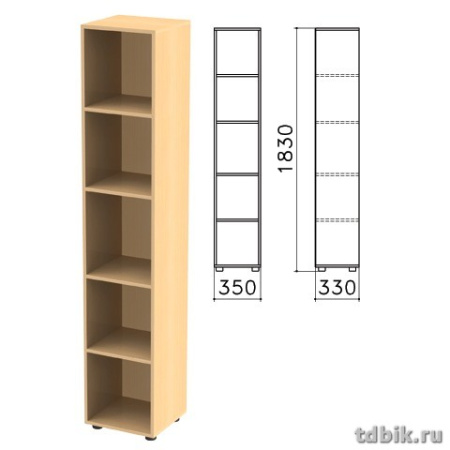Шкаф для бумаг "Канц" открытый (350*330*1830 мм), цвет бук
