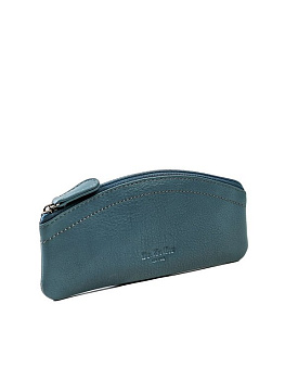 Футляр для очков Dr.Koffer, 7,5*17*0,5см, нат. кожа, на молнии, голубой