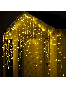 Гирлянда уличная Бахрома  3*0,9м, 144 теплых ламп, белая нить (IP65,от -40 до +40°С) монтаж до -10°С