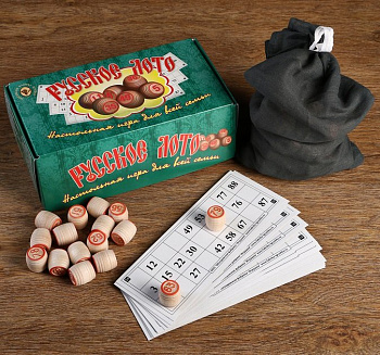 Игра настольная Лото "Русское лото. Для всей семьи" с деревянными бочонками