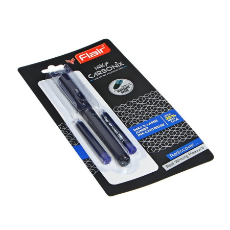 Ручка перьевая Flair "CARBONIX INKY" синяя (2 сменных картриджа в комплекте)