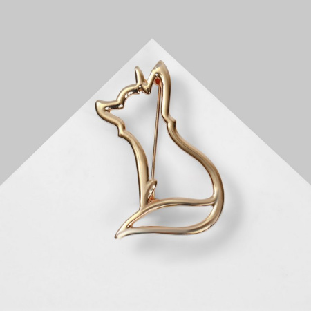 Брошь металл «Лиса сидящая», цвет золото